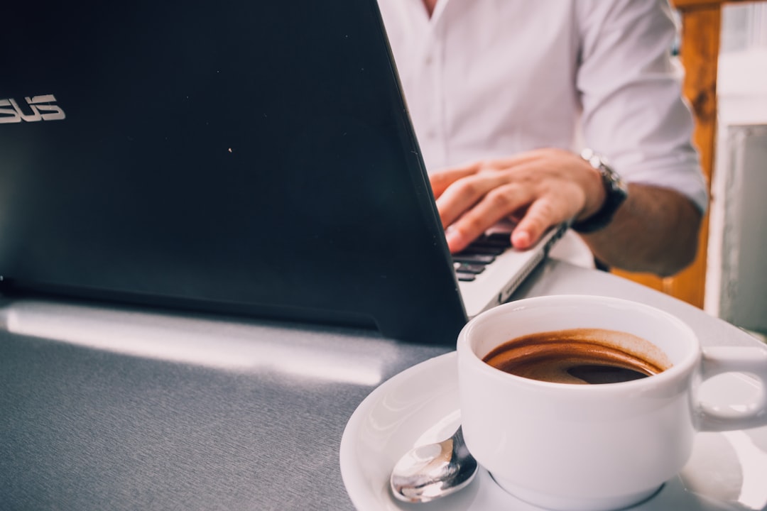 freelance writer laptop coffee